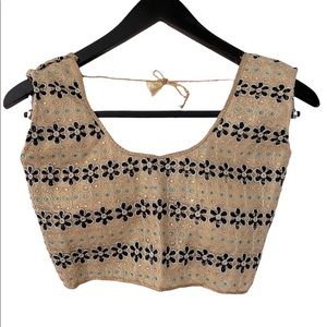 NWT Crystal beaded gold Sari Blouse